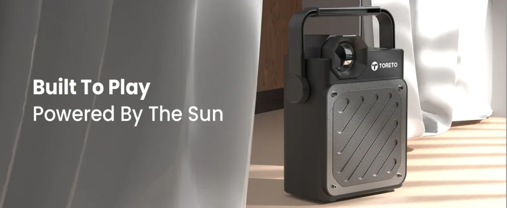 Toreto 20W High Bass BT Speaker, Up to 8 hrs of Playtime, BTv5.0, Solar Charging Multi Functional with AUX/USB/TF Card/FM with Flash Light & 2000 mAh Battery (Solar Beatz, Black) toreto 20w high bass bt speaker, up to 8 hrs of playtime, btv5.0, solar charging multi functional with aux/usb/tf card/fm with flash light & 2000 mah battery (solar beatz, black)