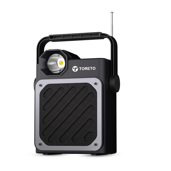 toreto 20w high bass bt speaker, up to 8 hrs of playtime, btv5.0, solar charging multi functional with aux/usb/tf card/fm with flash light & 2000 mah battery (solar beatz, black) toreto 20w high bass bt speaker, up to 8 hrs of playtime, btv5.0, solar charging multi functional with aux/usb/tf card/fm with flash light & 2000 mah battery (solar beatz, black)