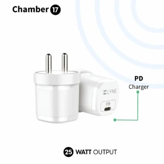 lyne website lyne chamber 17 25w output, pd charger, all in one charger with type c to type c cable